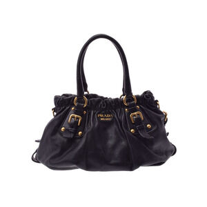 Prada Soft Calf Leather Tote Shoulder Bag black